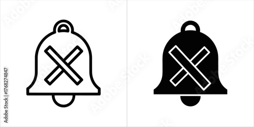 Mute bell icon, notification off symbol, silent alert, no sound