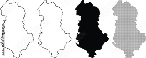 Hand made Albania map set vector illustration in different styles for infographic and design projects By Adobe illustrator