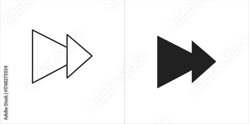 Set of two fast forward icons, one outline and one filled
