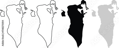 Hand made Bahrain map set vector illustration in different styles perfect for infographic and geographic design By Adobe illustrator