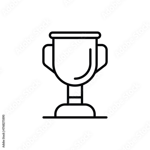 A black trophy icon It has a cup with handles a stem and a base
