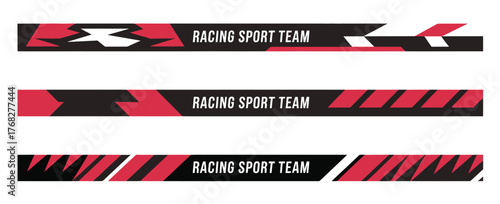 racing stripe design vector set with modern car decal graphics, dynamic speed lines, sporty auto wrap, tuning sticker, custom vehicle art, and performance style illustration