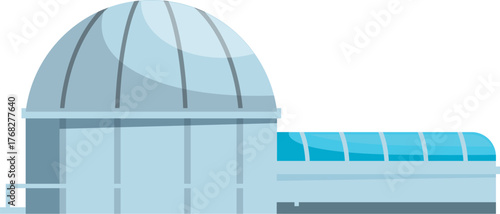 Observatory featuring a domed roof and glass corridor, symbolizing scientific exploration and astronomical observation