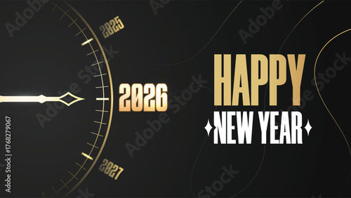 Elegant Happy New Year 2026 Countdown Background. Perfect for celebration banners, greeting cards, festive posters, and digital invitations. Ideal for luxury holiday and party themes.