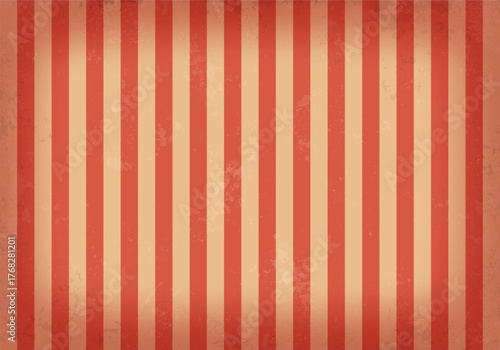 Retro striped background with grunge texture. Vintage backdrop for circus, carnival show or festival. Vector illustration.