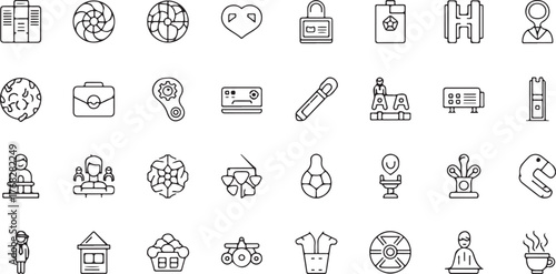 Diverse Collection of Outline Icons for Business and Creative Concepts