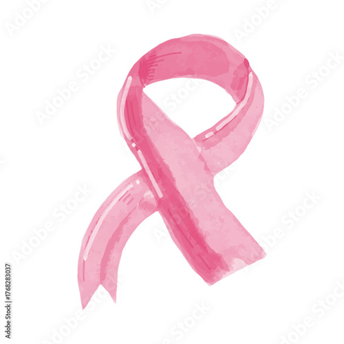 Collection of Breast Cancer Awareness Month Illustrations and Symbols for Support and Health Campaigns. rion pink. tie pink, nipple, leaf, woman, symol watercolor