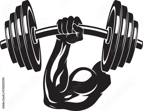 Strong Arm Lifting Heavy Gym Barbell