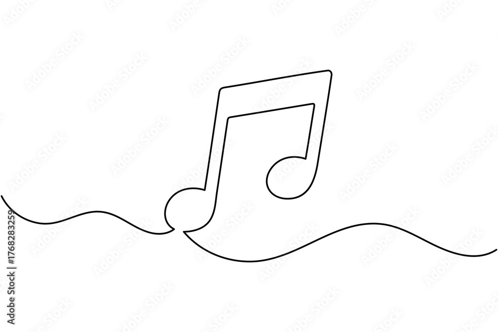 Obraz premium Abstract music notes line art illustration minimalist black and white vector 