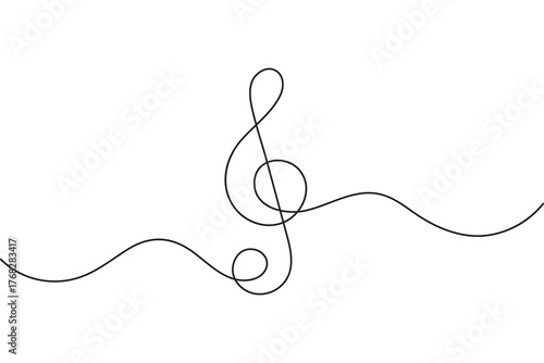 Music notes one line drawing minimalist vector illustration on white background
