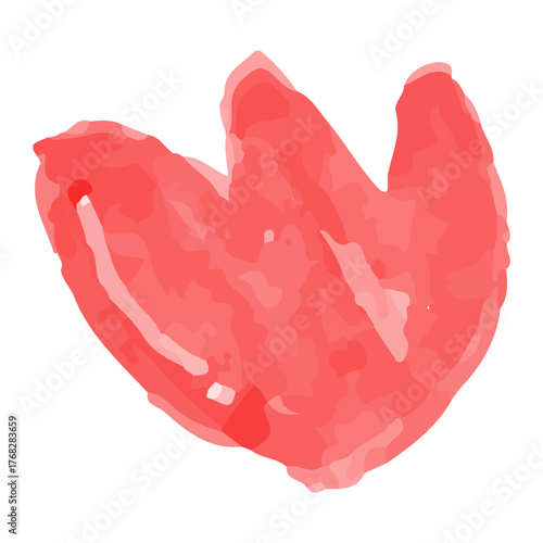 Vibrant abstract watercolor blot with organic fluid shape, artistic expressive crimson paint texture for design