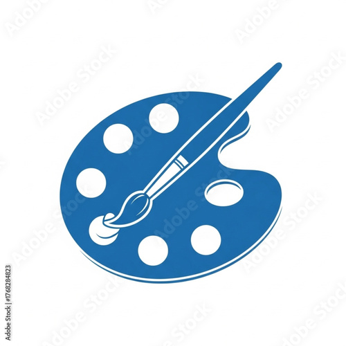 Blue vector art icon, color plate with color icon