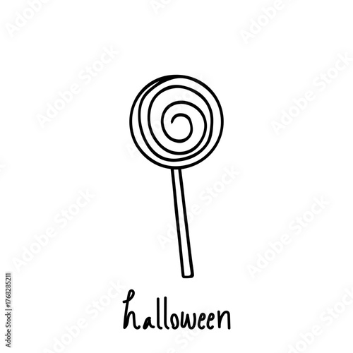 handrawn line monster eyes, ghosh, lolipop candy, at, leaf, spider, skull doodles elemenet design