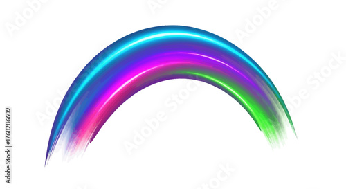 Iridescent arc of ethereal colors against a pristine white backdrop creates visual appeal