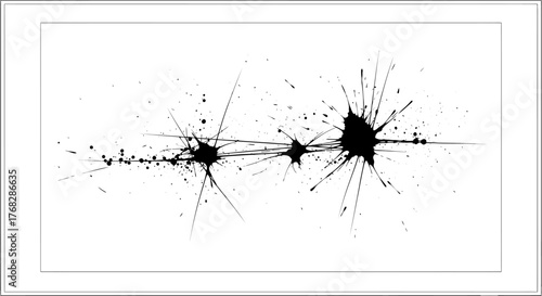 Ethereal constellation rendering with dynamic ink splatters and cosmic energy streams