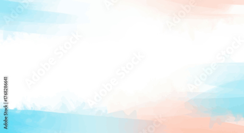 Watercolor wash background with sky blue and peach hues creating a serene atmosphere