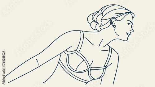 Elegant line art illustration of a woman in lingerie, perfect for beauty, fashion, or wellness brands seeking a minimalist and modern aesthetic in their designs