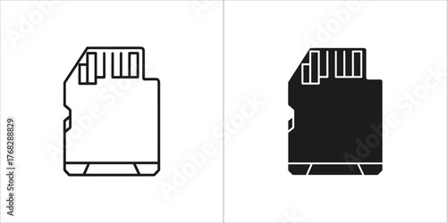 Two micro sd memory cards, one outlined and one solid black