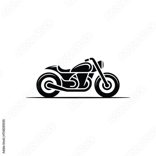 Classic Chopper Bike Silhouette, Vintage Motorcycle, Transportation on Transparent