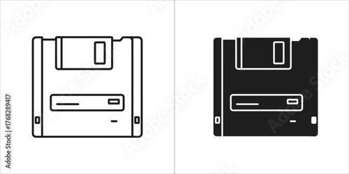 Floppy disk icon, old technology storage media