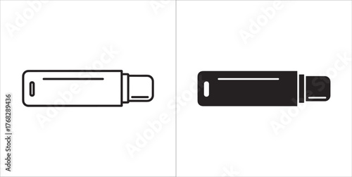 Usb flash drive icon in black and white