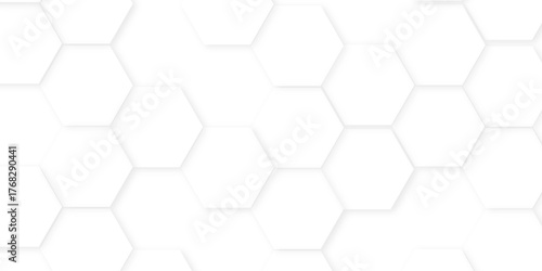 hexagon concept design abstract technology background, white texture background. hexagon abstract background .white and gray hexagon honeycomb geometric copy space,