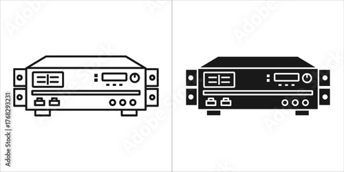Audio receiver in outline and solid black on