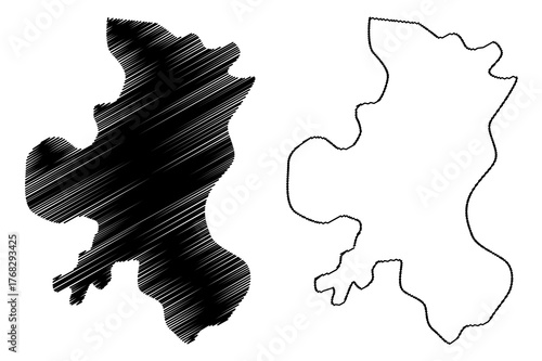 Bajali district (Assam State, Republic of India) map vector illustration, scribble sketch Bajali map