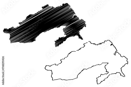 Arunachal Pradesh (States and union territories of India, Federated states, Republic of India) map vector illustration, scribble sketch Arunachal Pradesh state map