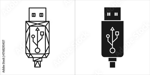 Black and white line icon representing a successful filter process with a checkmark symbol, isolated on