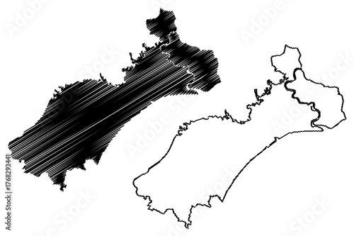 Balasore district (Odisha State, Republic of India) map vector illustration, scribble sketch Baleswar or Baleshwar map