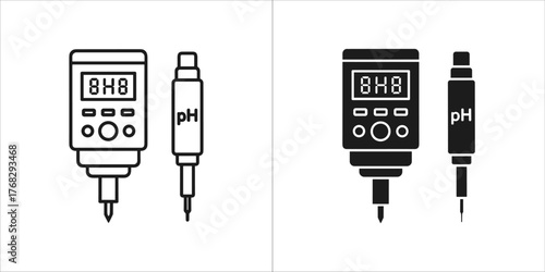 Two ph meters, one in outline and one in black