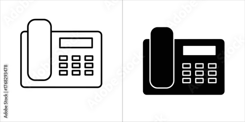 Line art and silhouette of a desk phone