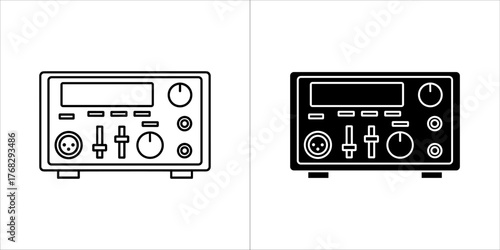 Line art and silhouette of a audio mixer