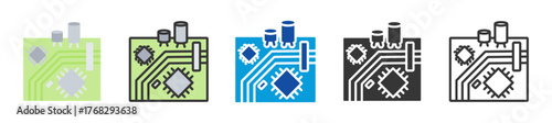 circuit board icon set multi style various collection