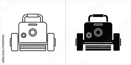 Robot pool cleaner icon, black and white