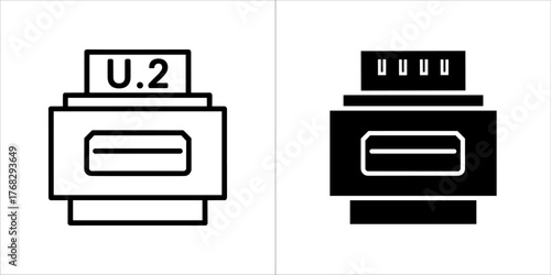U2 connector icon, outline and filled version