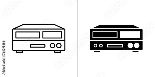 Modern electronic device with two display screens and buttons