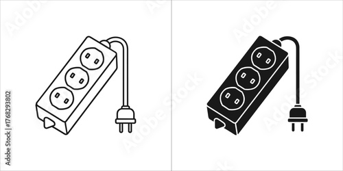 Power strip with three outlets and a plug