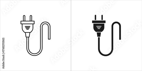 Electrical plug and cord icon