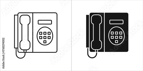 Modern office desk phone icon and silhouette