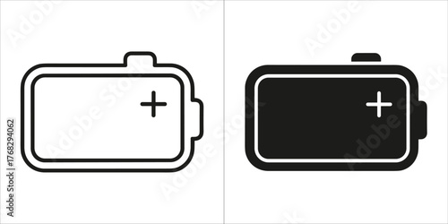 Outline and filled black icon of a battery
