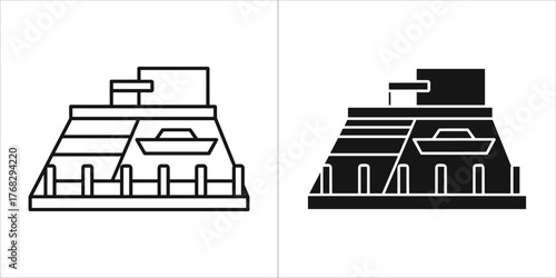 Two icons of a cash register, one outlined and one filled