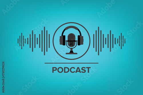 Podcast. Sound Audio Wave. Badge, icon, stamp, logo.	