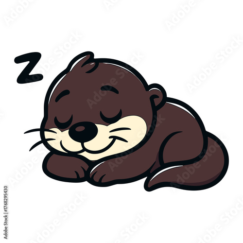 Cartoon weasel is sleeping peacefully alone