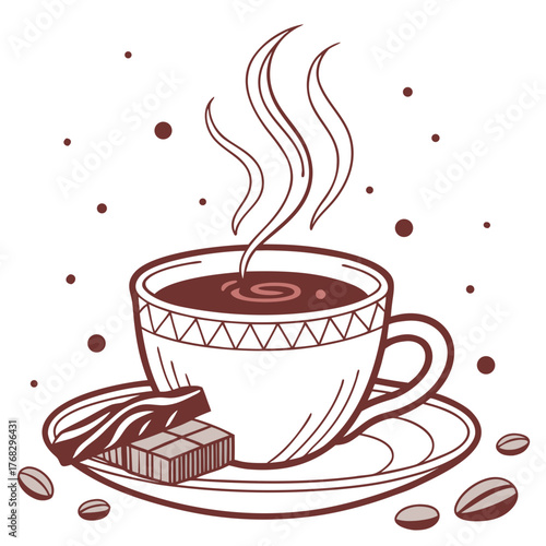 A cup of coffee with chocolate, a comforting treat