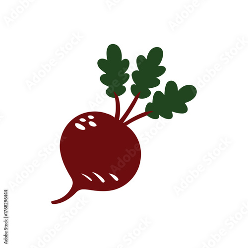 Illustration of a beet with green leaves, a vibrant and healthy root vegetable