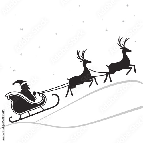 Santa claus riding sleigh with reindeer illustration