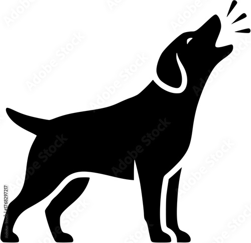 Barking dog silhouette. Clipart image isolated on background.
