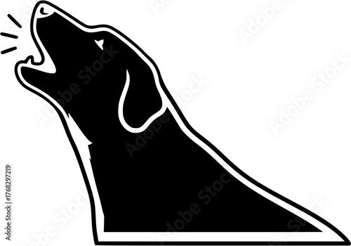 Barking dog silhouette. Clipart image isolated on background.
